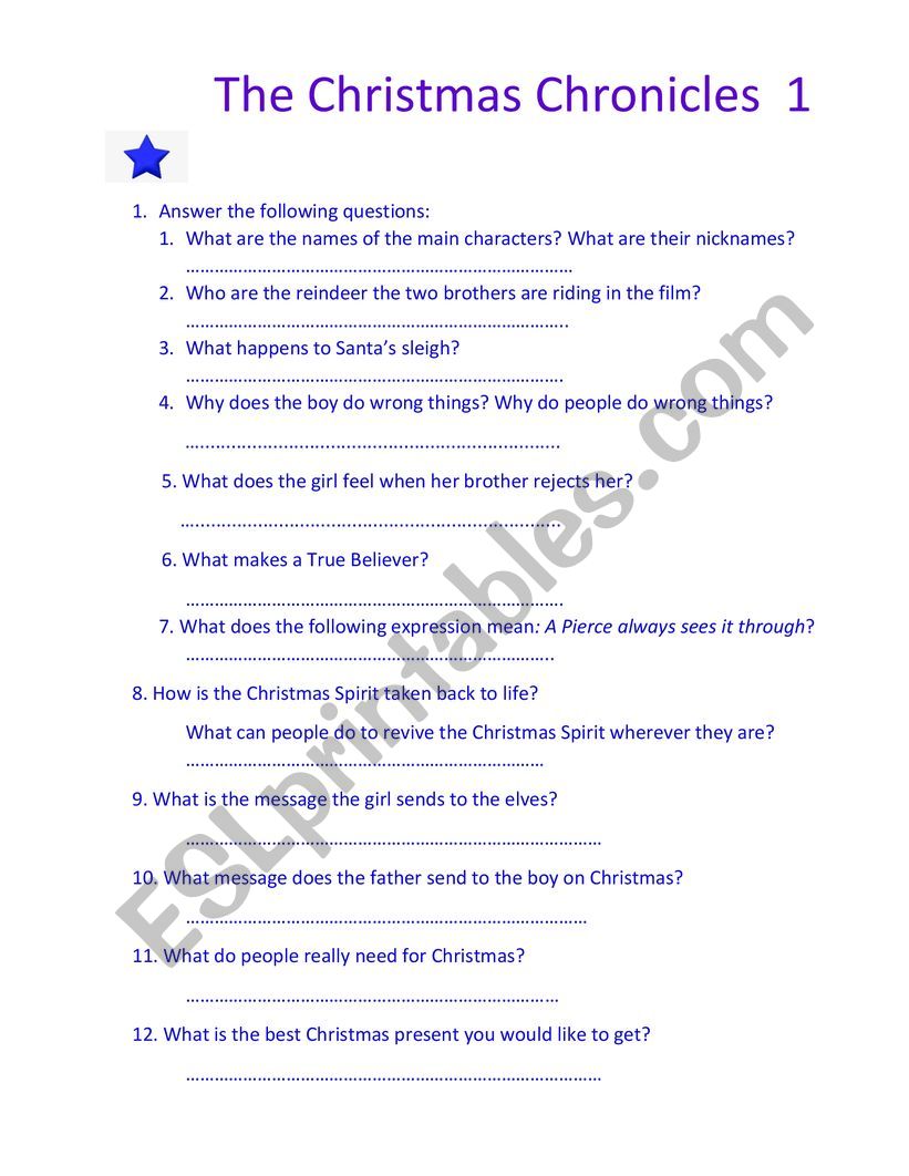 The Christmas Chronicles 1 worksheet