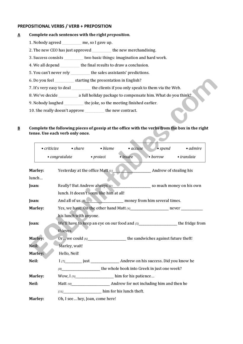 Language consolidation exercises