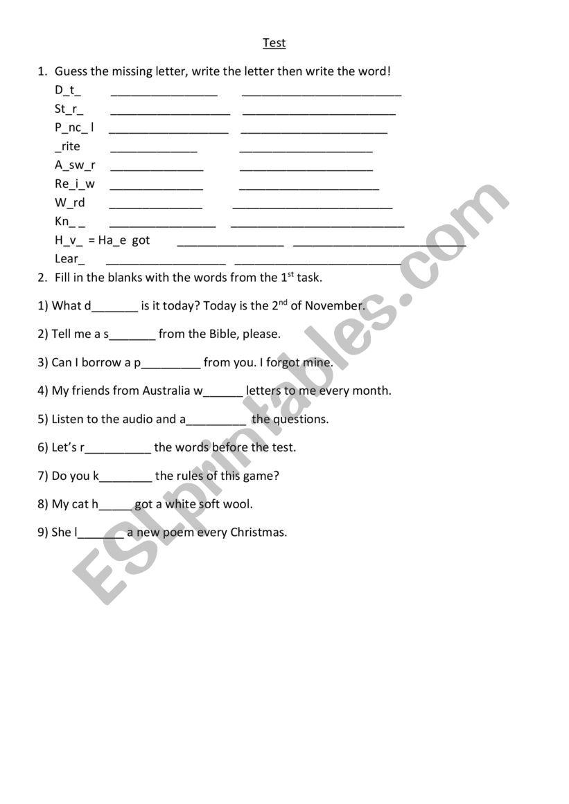 Classroom Language worksheet