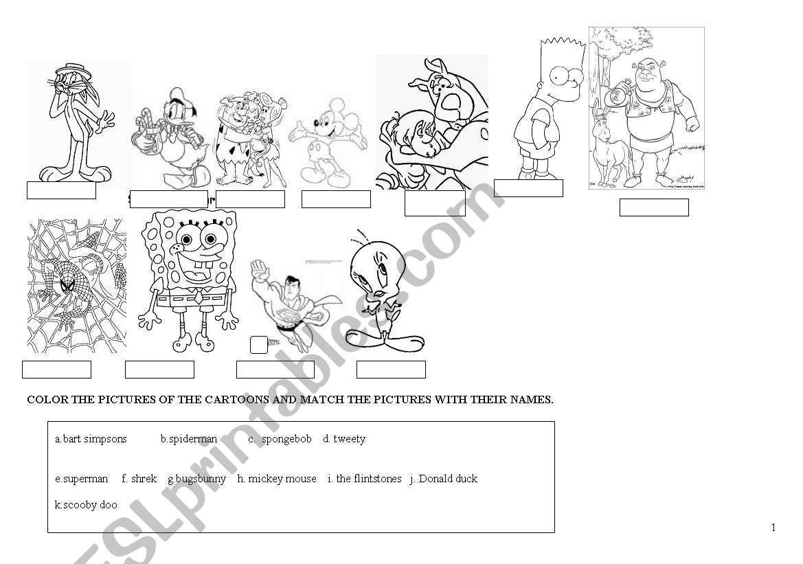 cartoons1 worksheet