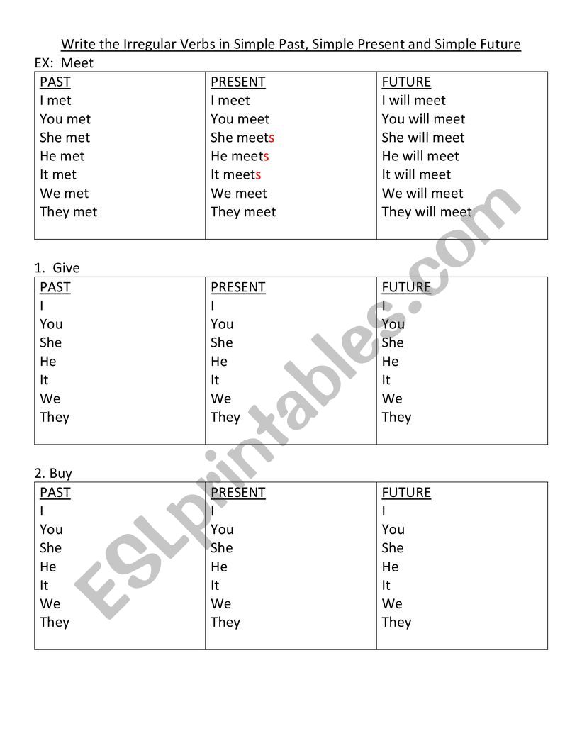 Irregular Verbs and Sentences 4