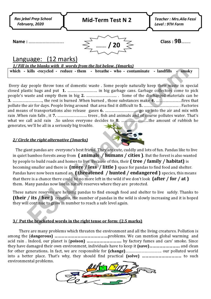  9TH FORM END OF FIRSTTERM TEST 