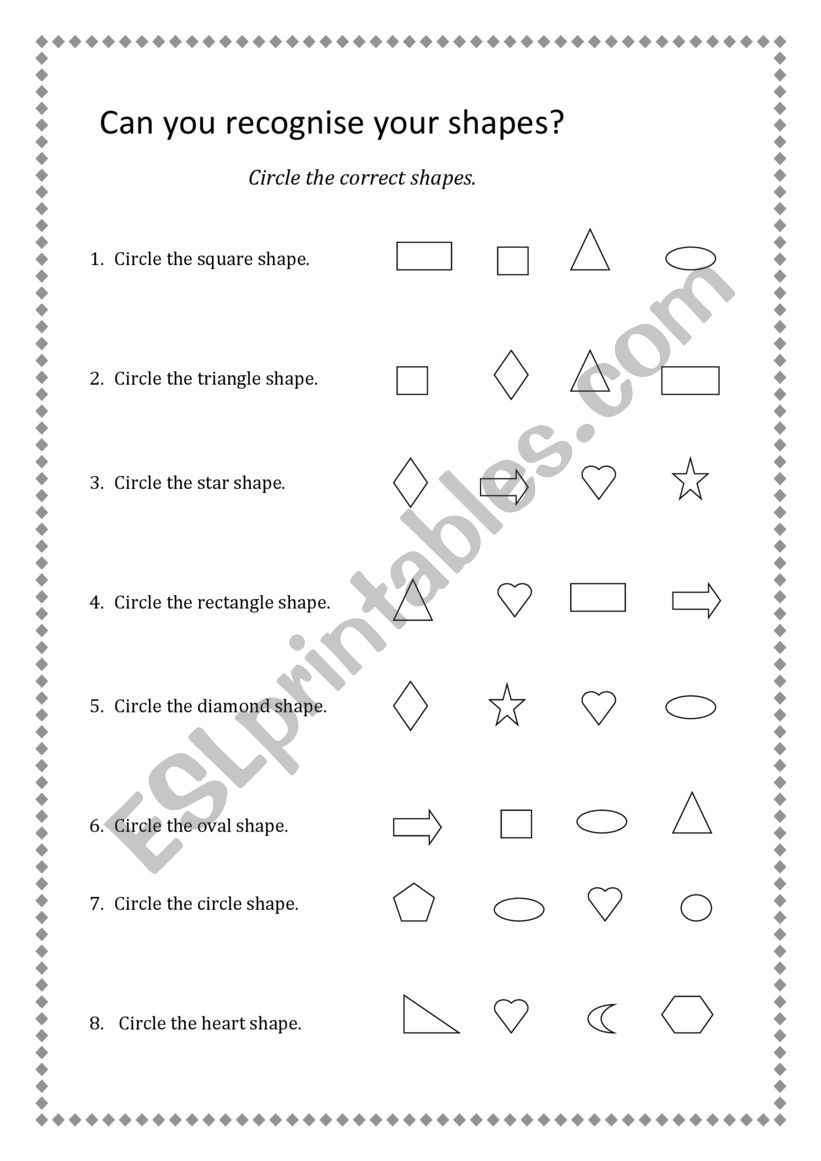 Shapes worksheet