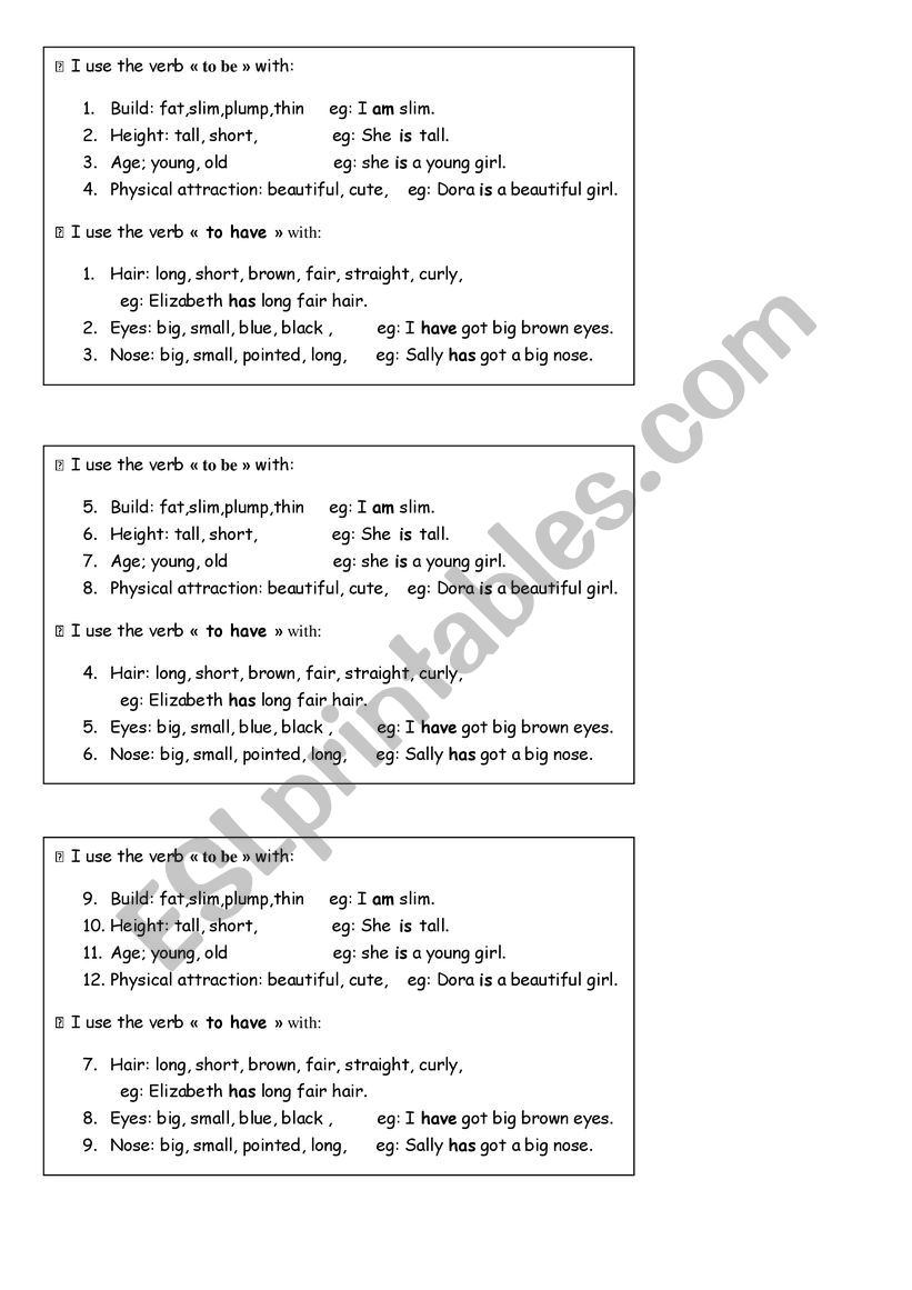 To be - To have the rule worksheet