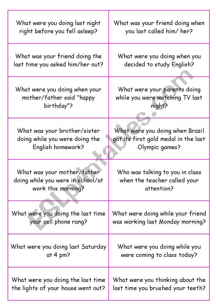 Conversation Questions Past Continuous ESL Worksheet By Luoliveira