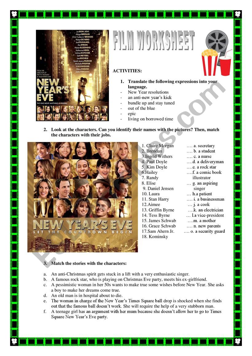 New Year�s Eve Film Worksheet