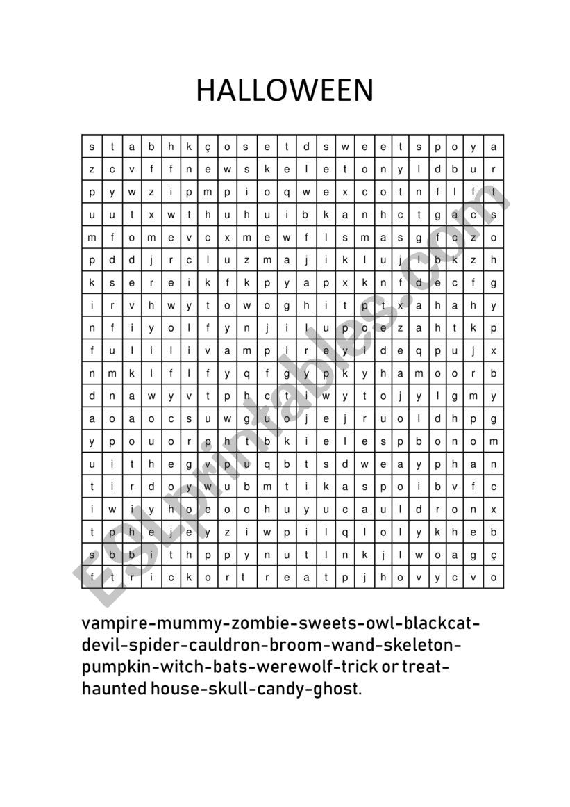 Halloween wordsearch worksheet