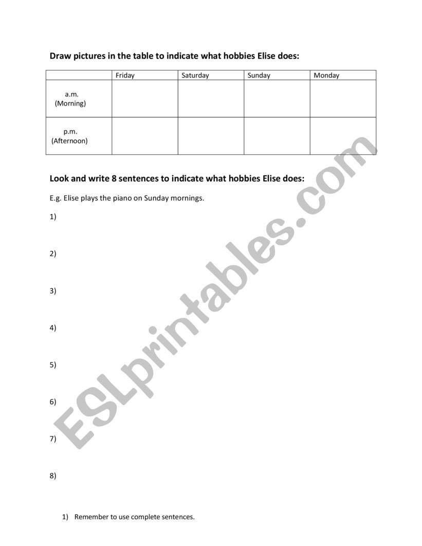 writing practice  worksheet