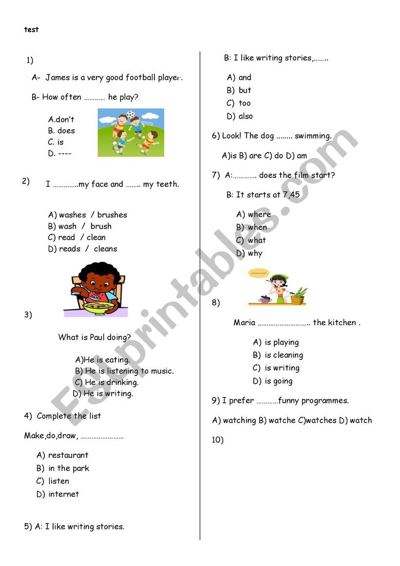 test worksheet