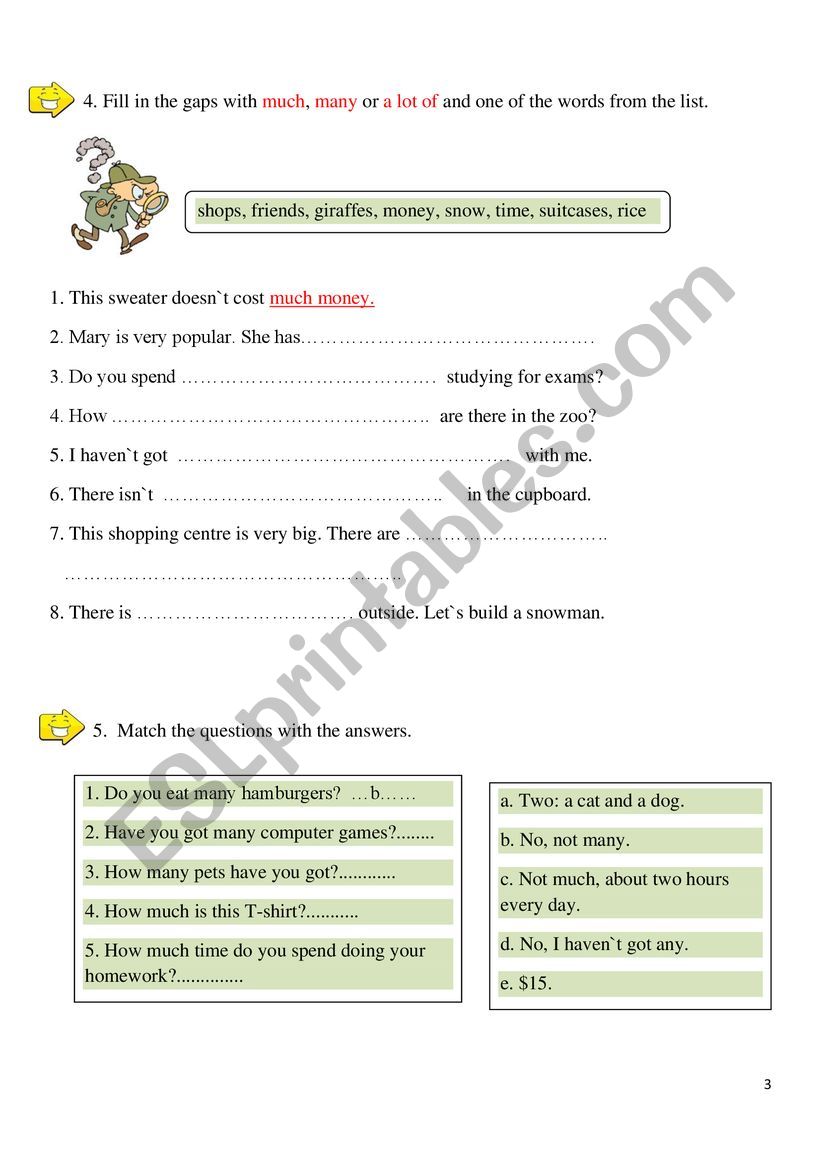 A lot of, much, many - ESL worksheet by nane83