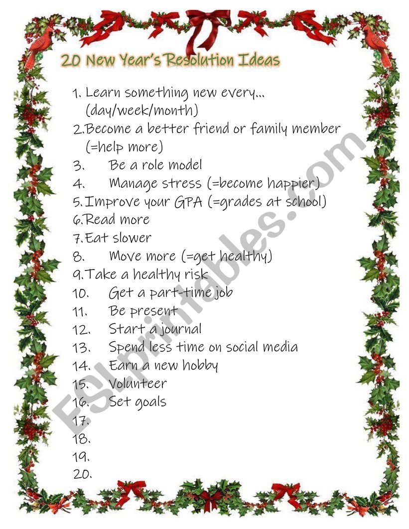 New Year�s resolutions for teens