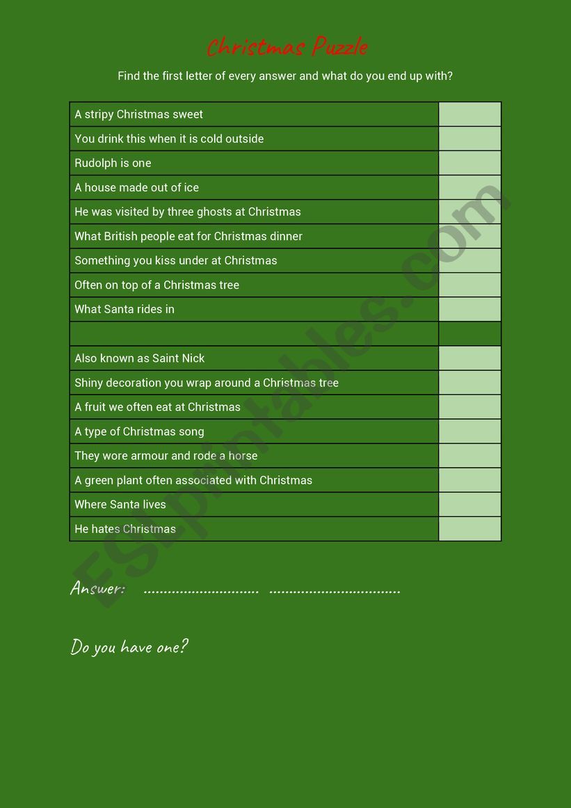 Find the Christmas Words worksheet