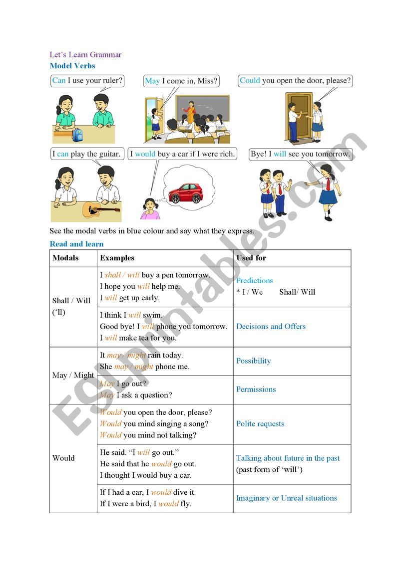 Modal Verbs worksheet