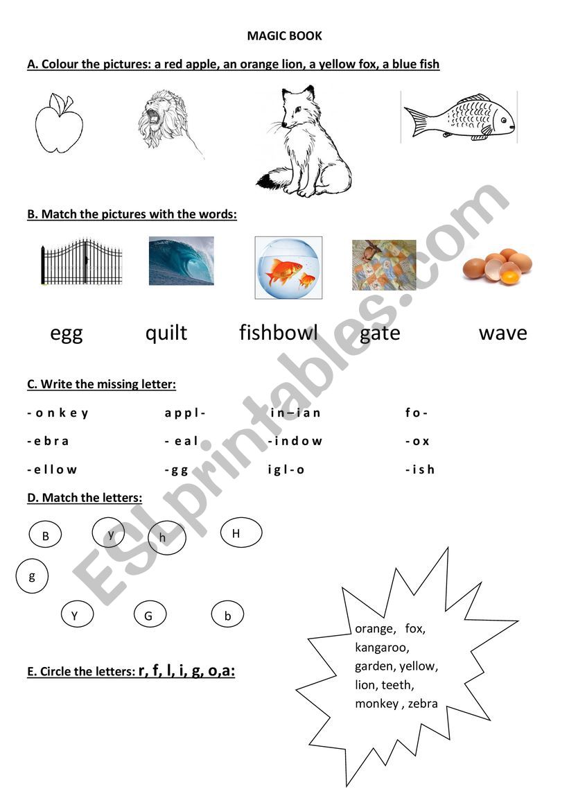 Magic book 1 worksheet