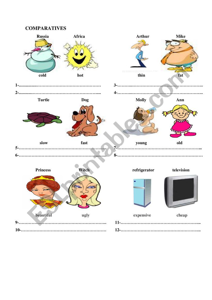 comparatives worksheet