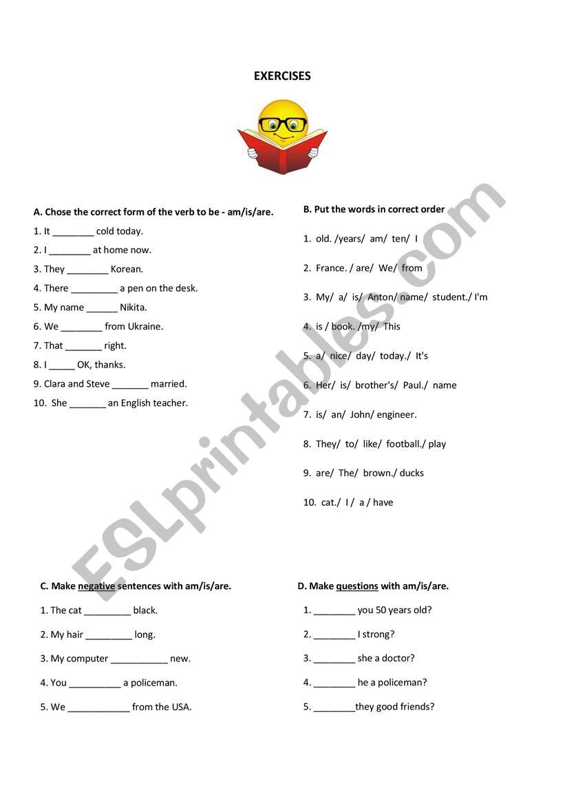 verb to be practice worksheet