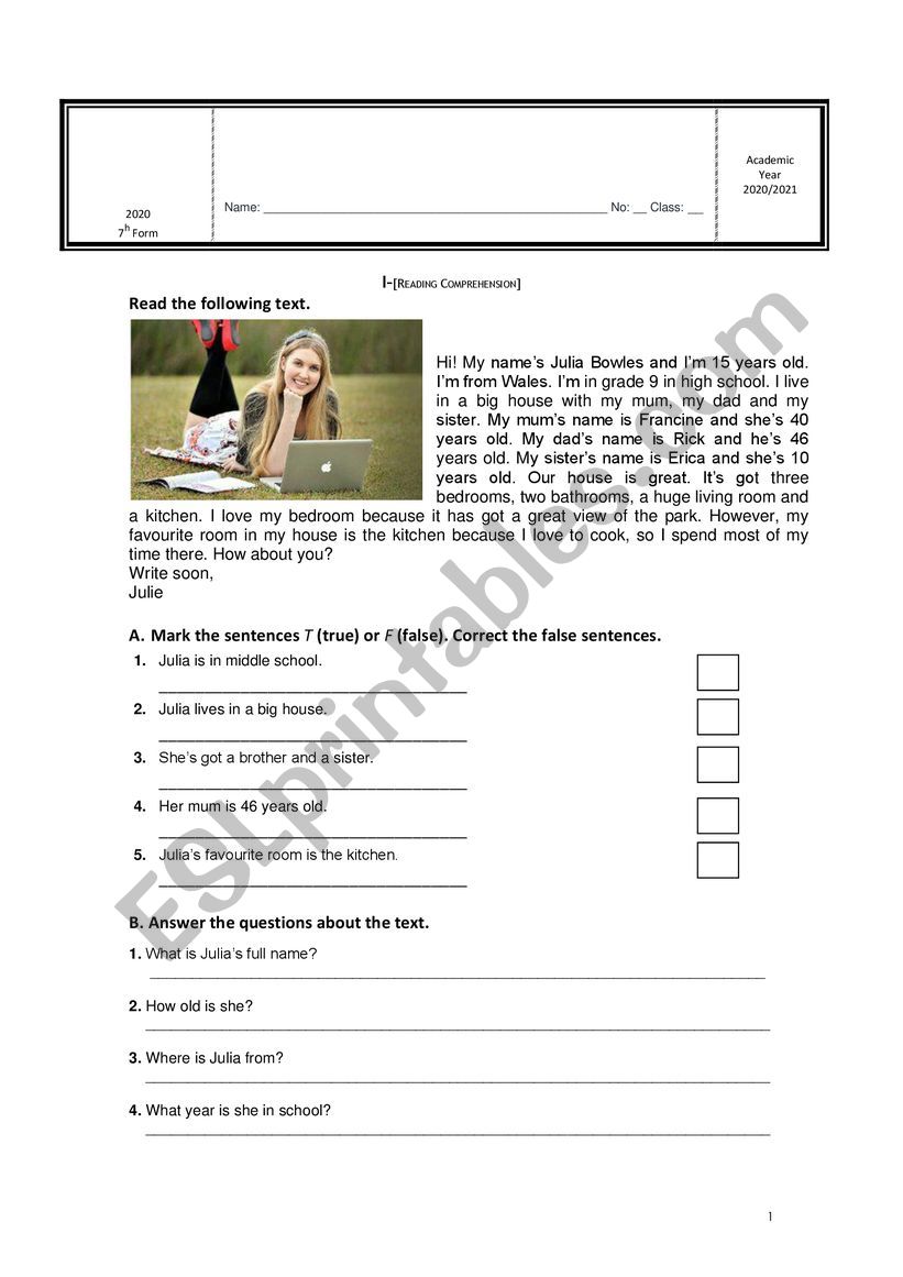 personal identification worksheet