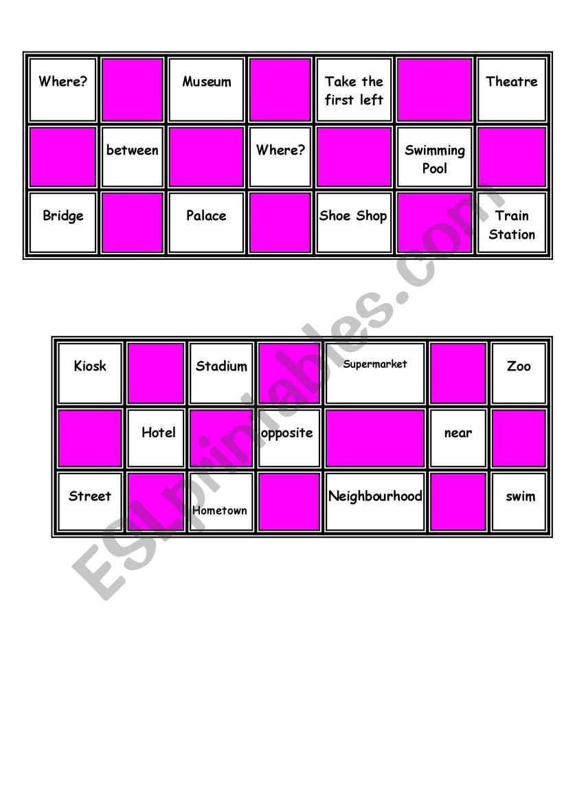 my town bingo game esl worksheet by smurf27