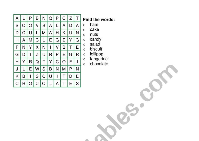 Christmas Food Puzzle worksheet