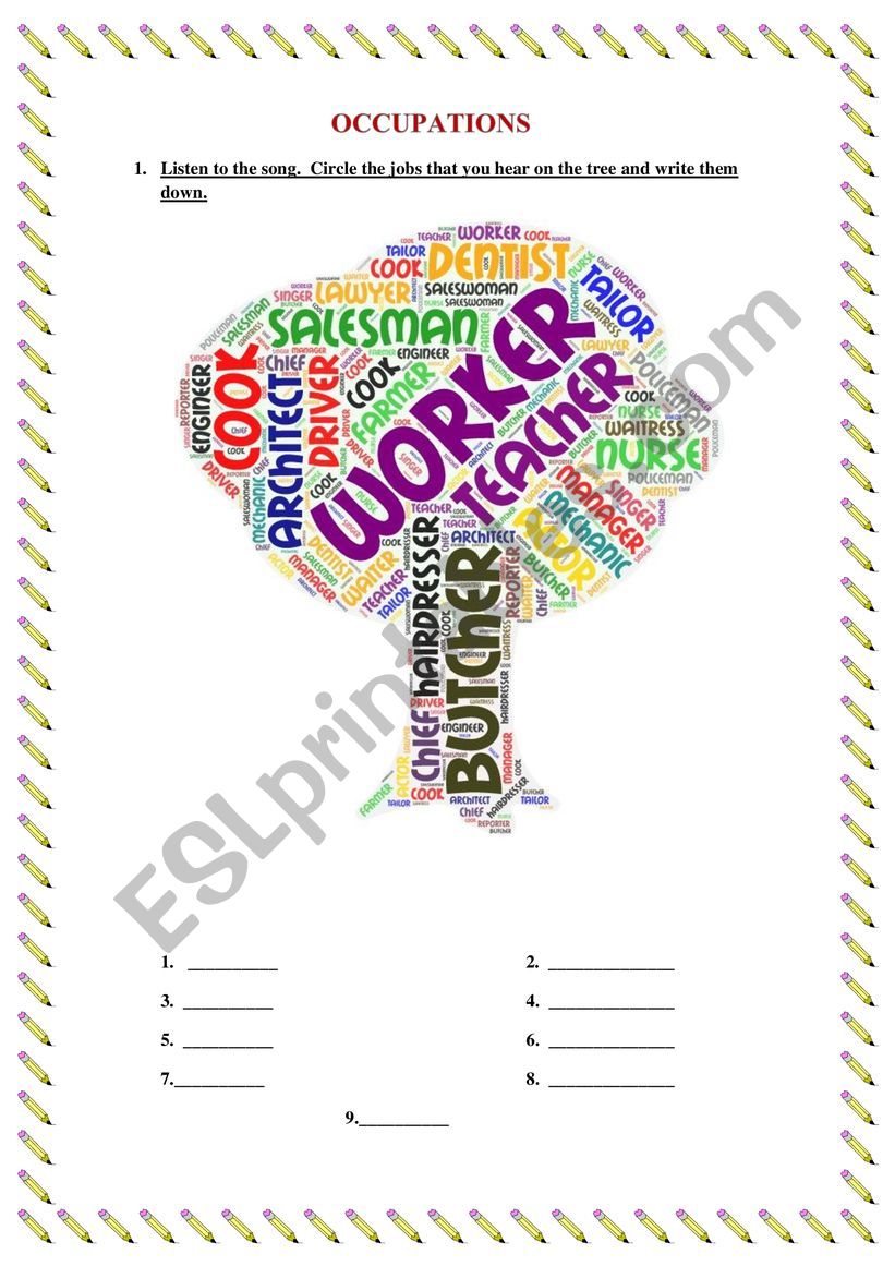 Jobs worksheet