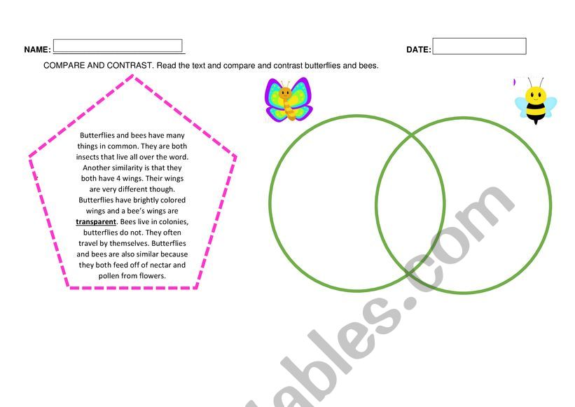 Compare and Contrast worksheet