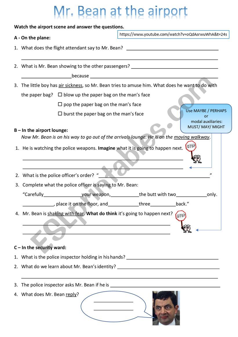 Mr. Bean_At airport worksheet