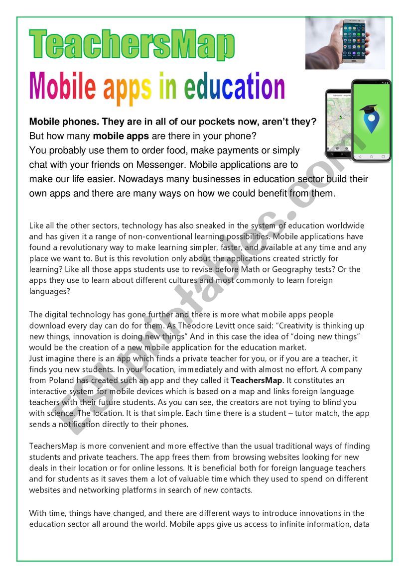 Mobile apps - TeachersMap. Technology in education