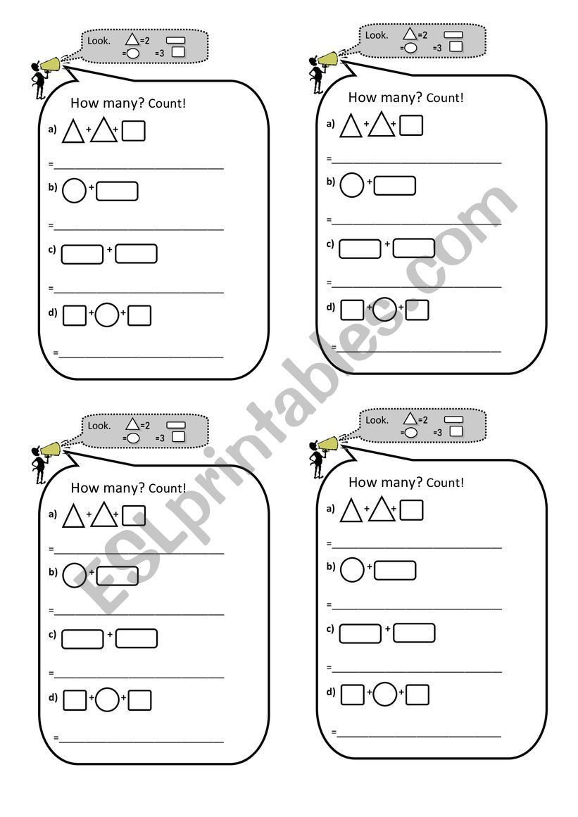 Shapes, Numbers 1-12 worksheet