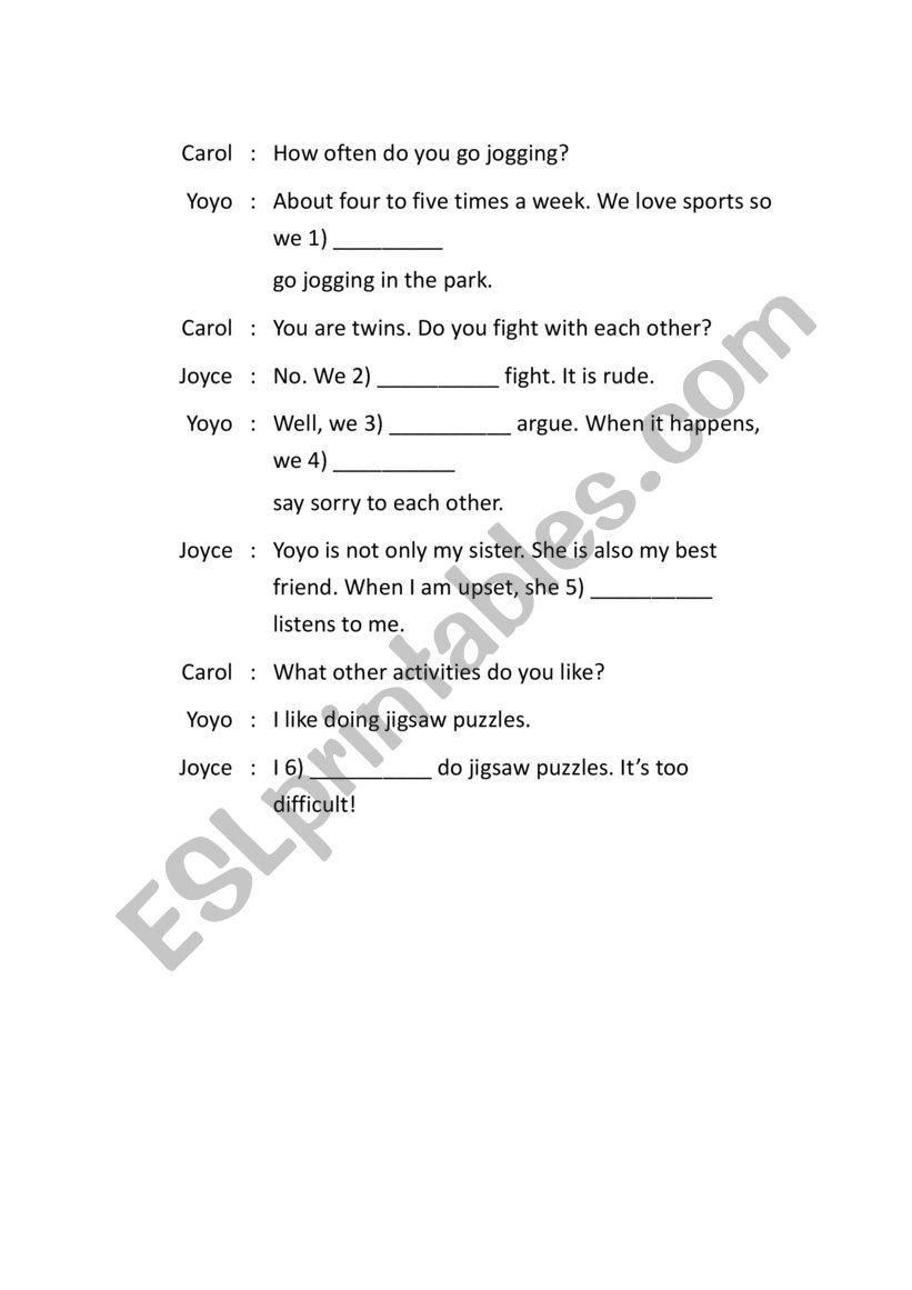 Adverbs of frequency worksheet