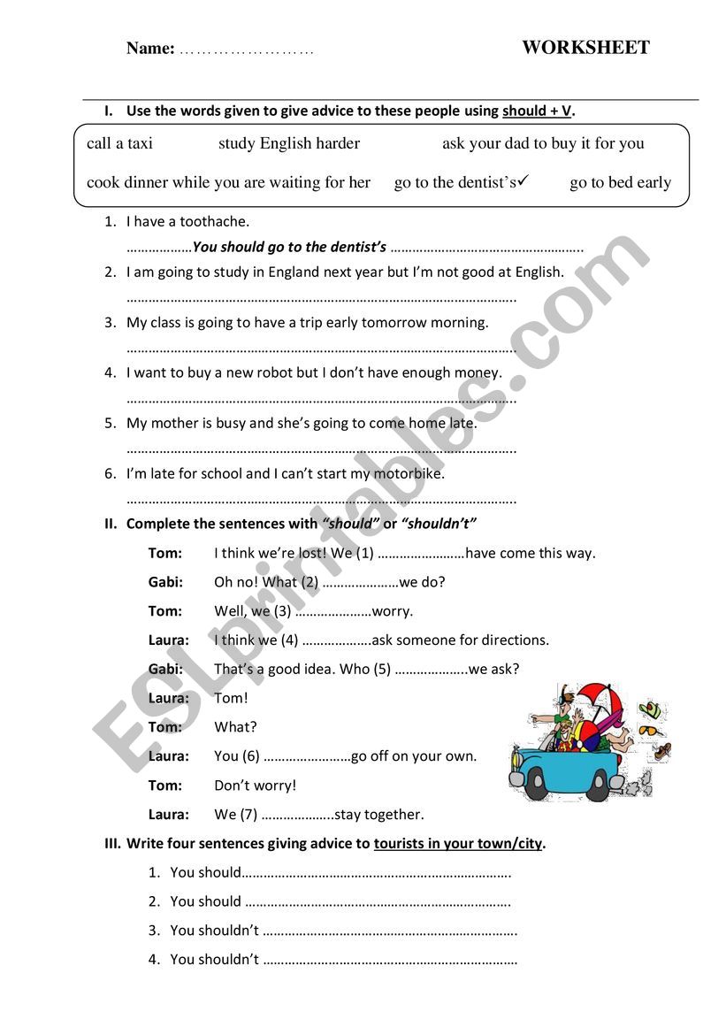 Should or Shouldn�t 1 worksheet