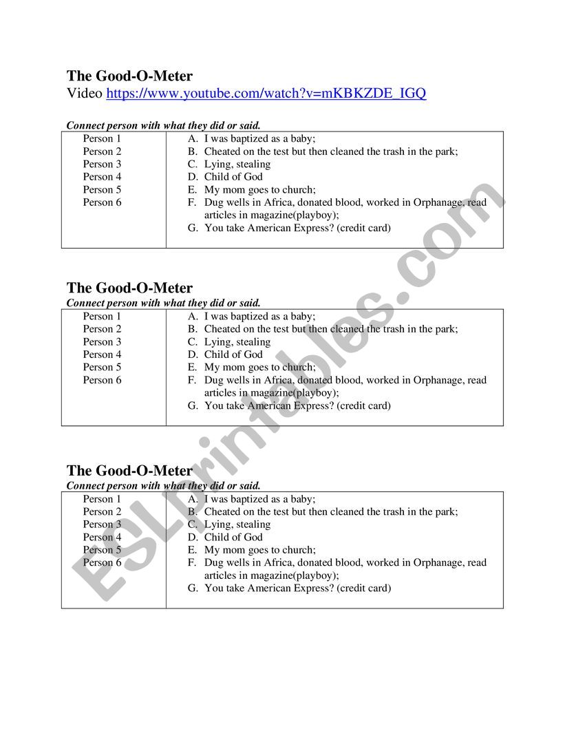 Video Good-O-Meter, Intermediate