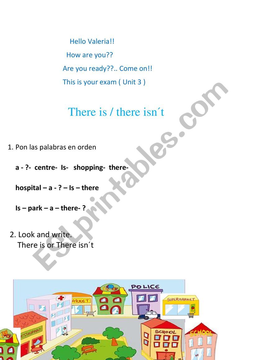  primary My town worksheet