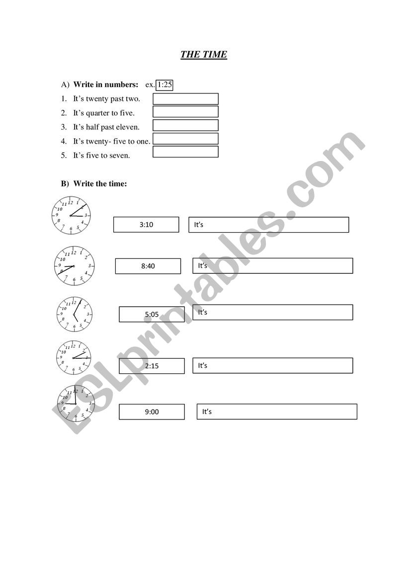 The time worksheet