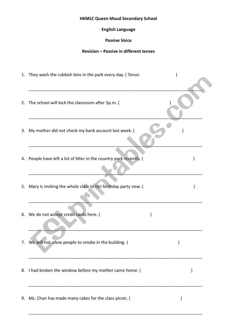 Passive Voice worksheet