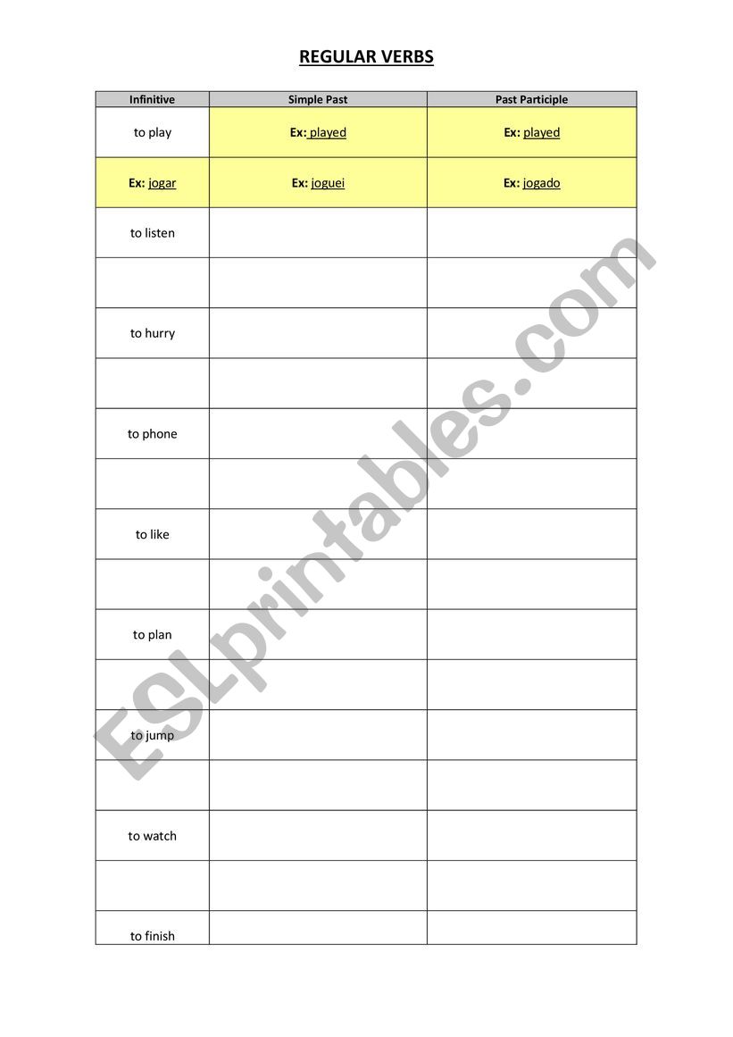 Past Simple Regular Verbs Practice