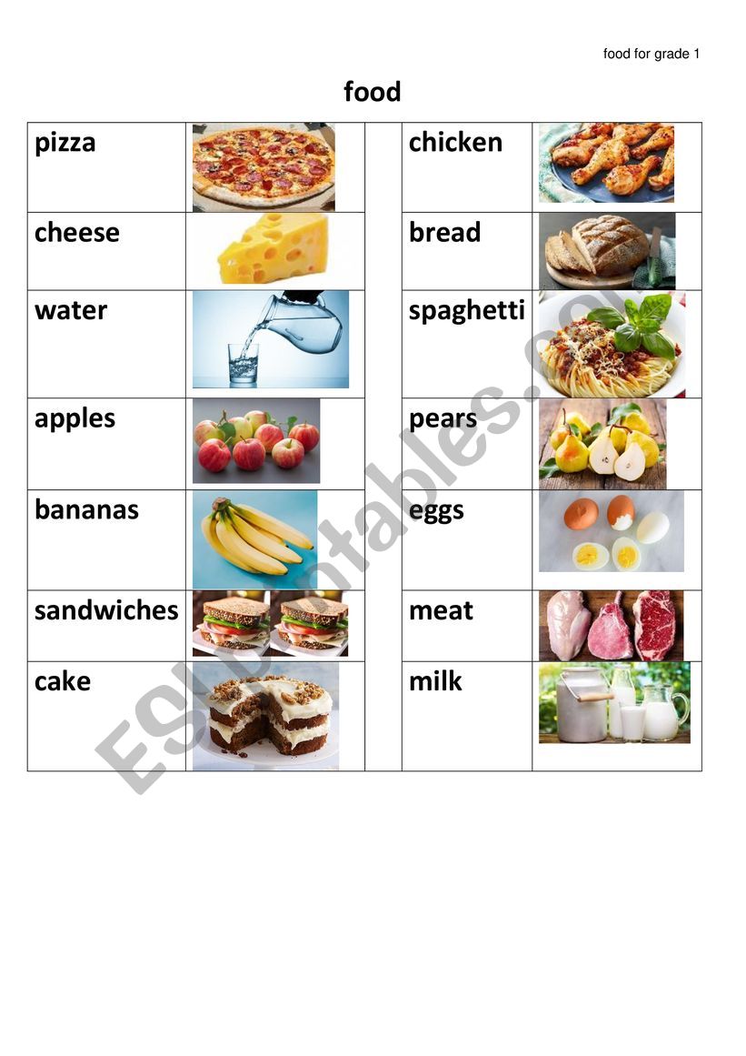 food vocab  worksheet