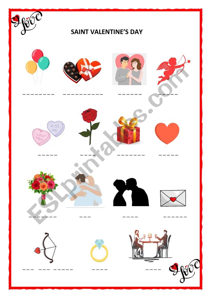 Saint Valentines Day worksheet