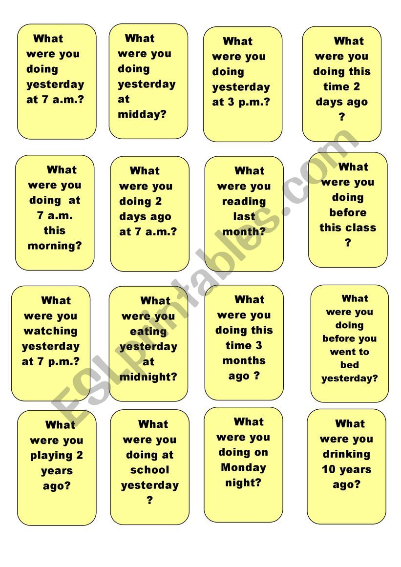 past continuous speaking worksheet