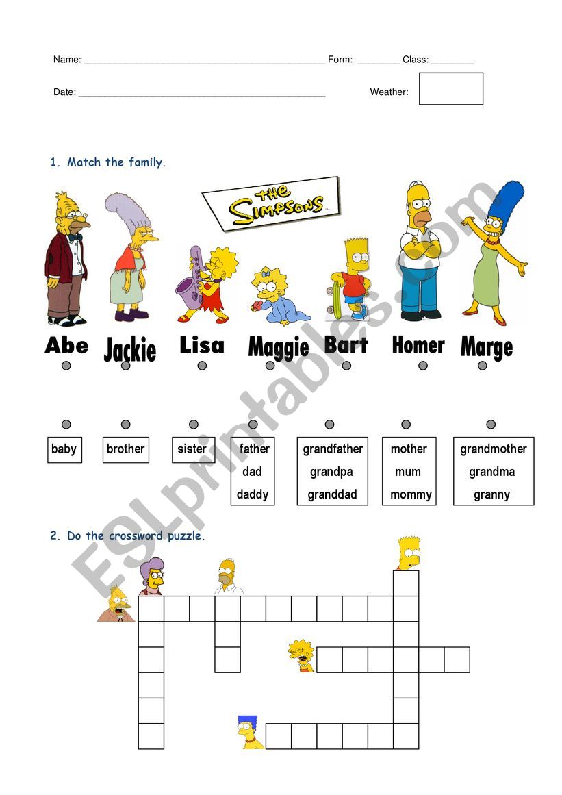 Family worksheet