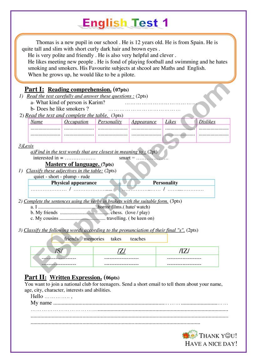 Test worksheet