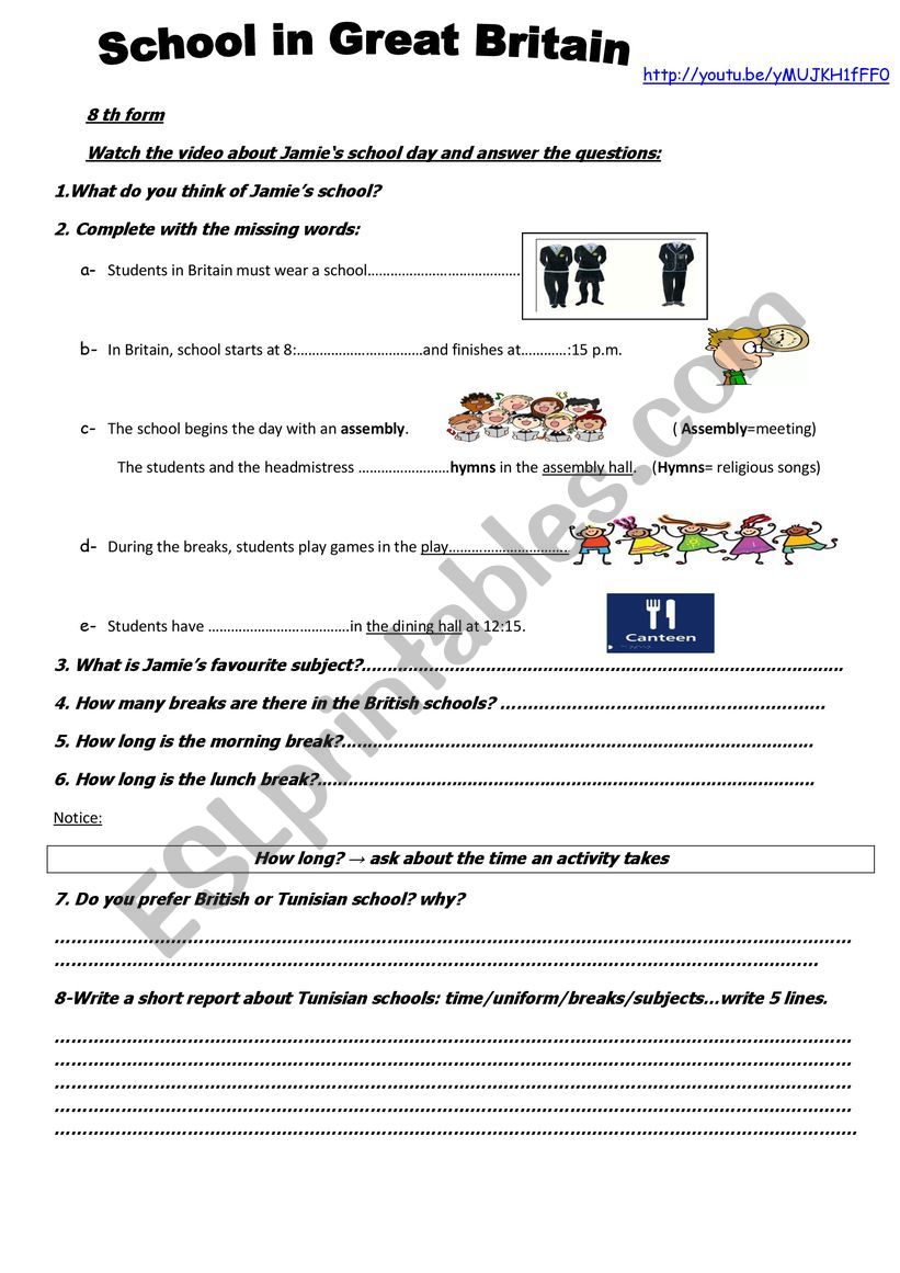 english secondary school worksheet