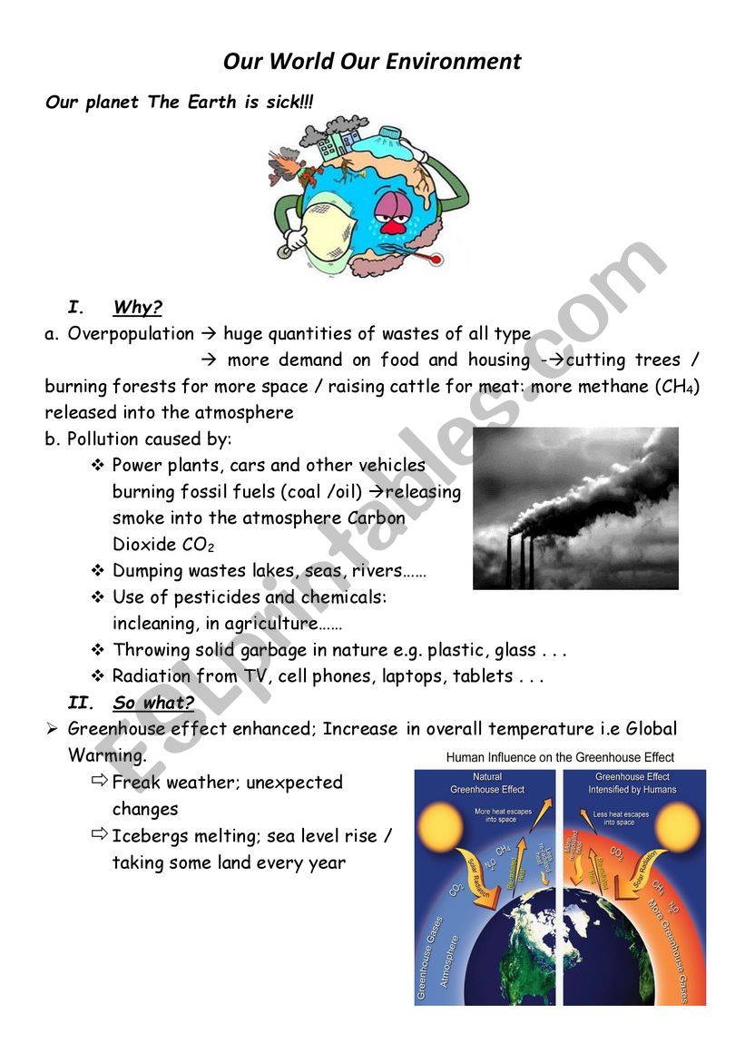 our world our environment worksheet