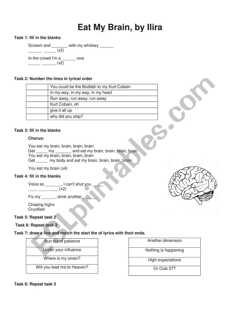 Eat My Brain, by Ilira worksheet