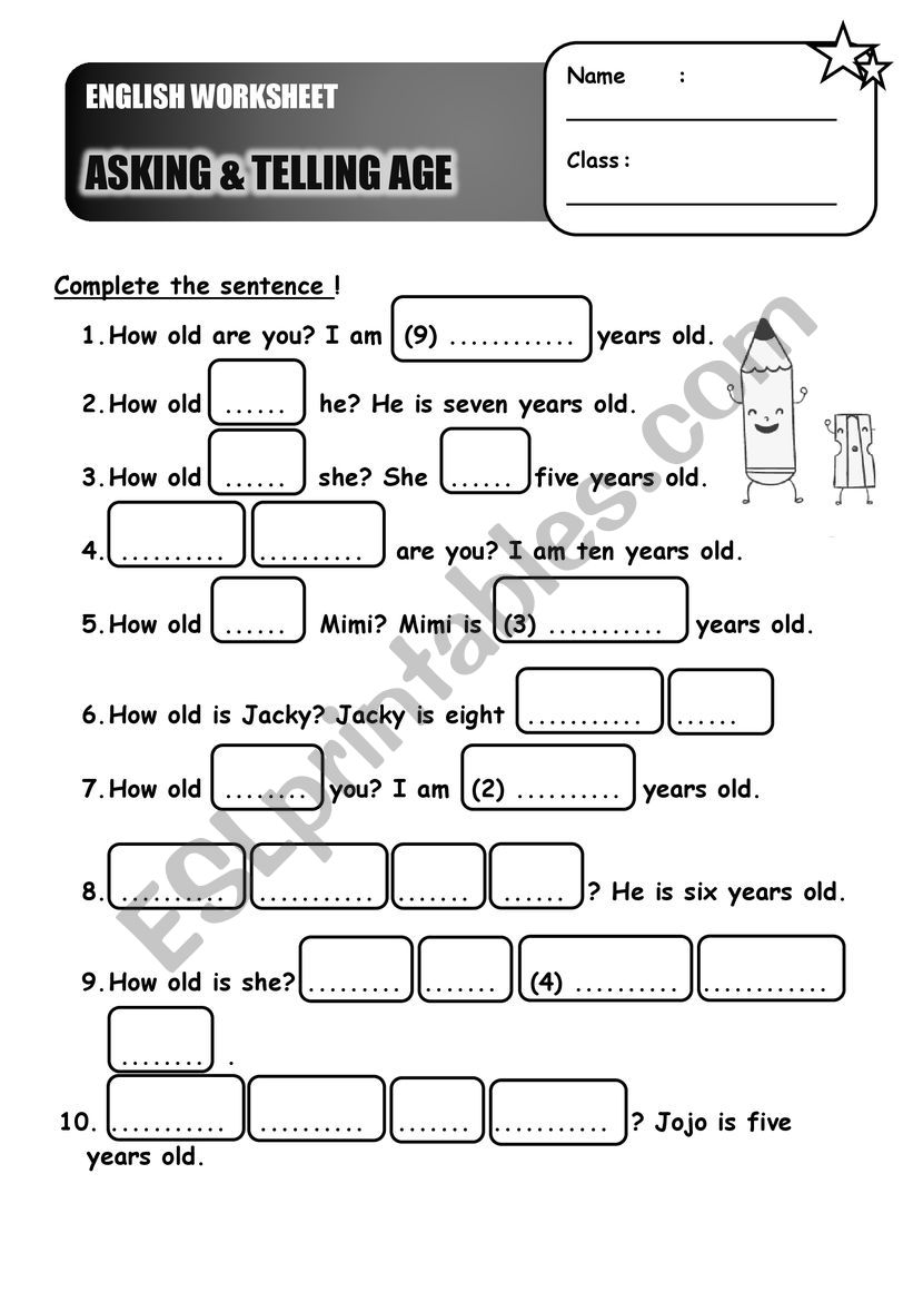 How old are you? worksheet