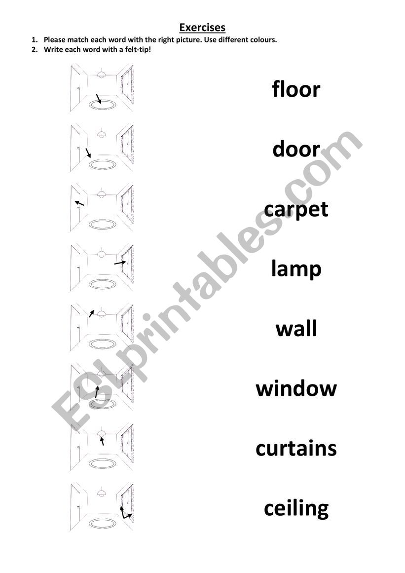 In my room - Excersises 1 worksheet