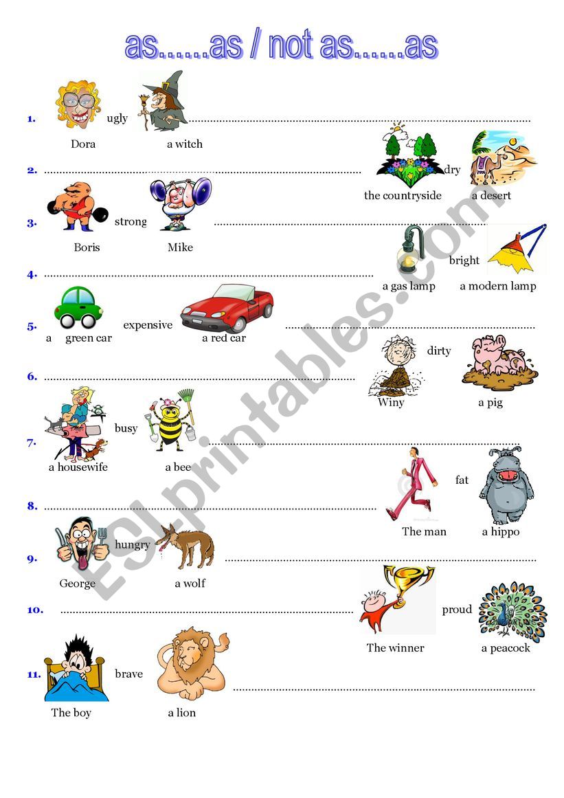 comparatives worksheet