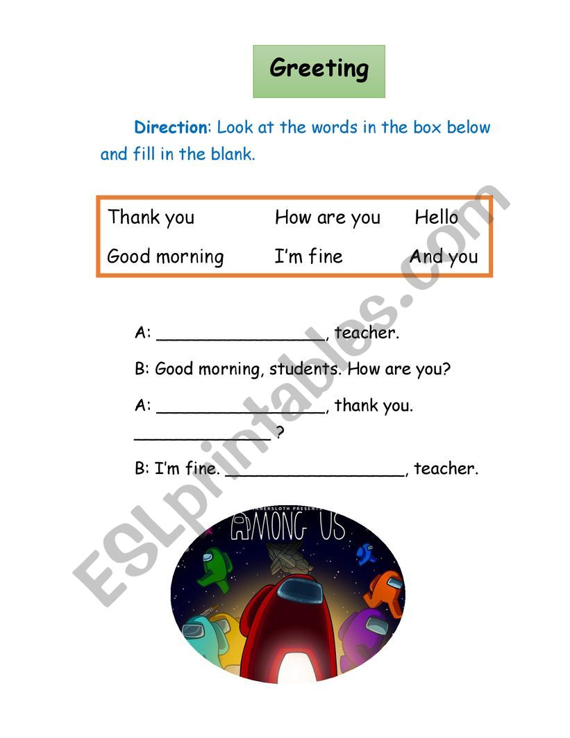 Greeting worksheet