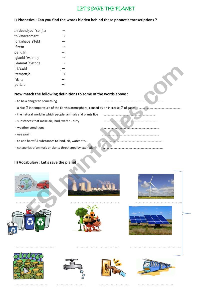 Leti S Save The Planet Esl Worksheet By Unimpeachable