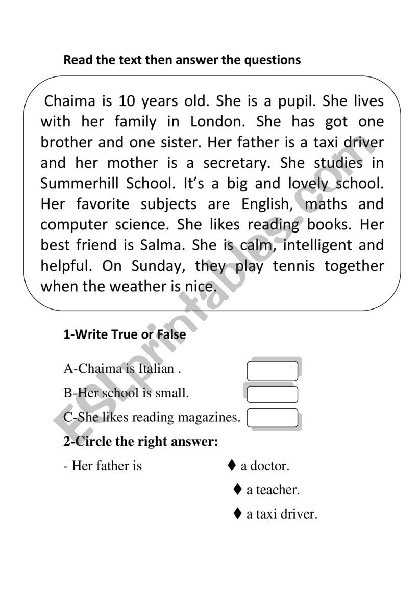 6 th form new test worksheet