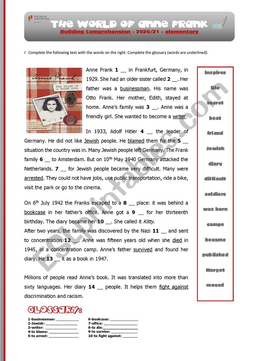 Reading Comprehension: Anne Frank